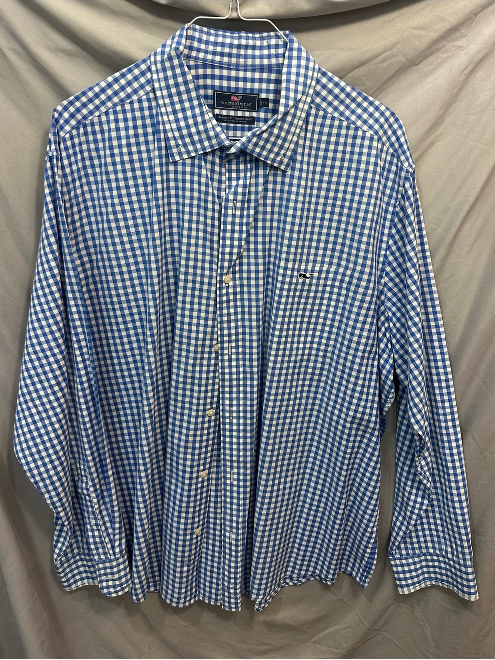 Vineyard Vines Blue and White Gingham Button-Down Shirt - Men's